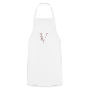 T| Monogramme | Eucalyptus Pastel Fleur Bleu - Tablier de cuisine - blanc - Devant - AI Model Male 185 dark (185cm)