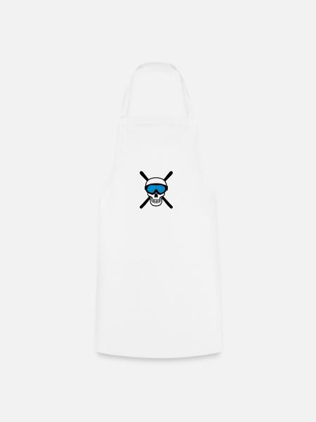 Skiing Skull - Tablier de cuisine - blanc