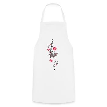 Floral tendril butterfly summer flowers flowers - Cooking Apron - white - Front - AI Model Male 185 dark (185cm)