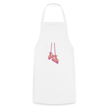 hanging rollerblades in pinks cute RETRO - Cooking Apron - white - Front - AI Model Male 185 dark (185cm)