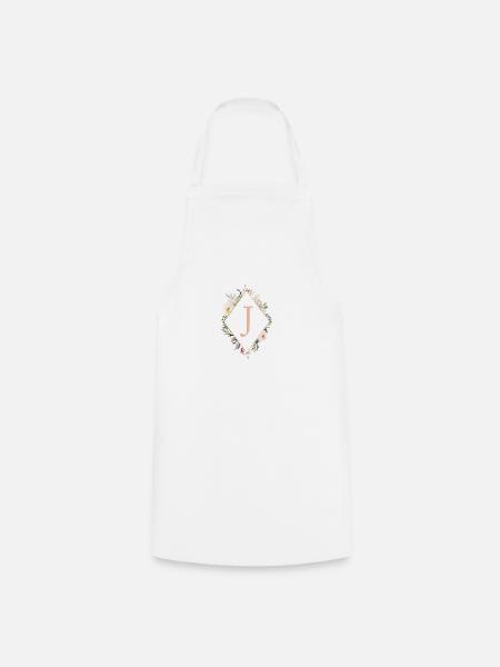 J Monogramm , Floral, Boho - Kochschürze - Weiß