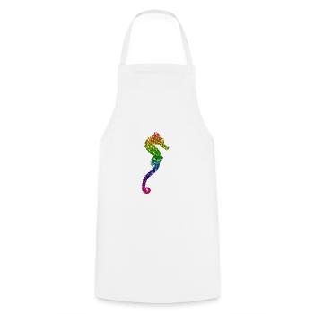 Fête hippocampe paillettes - Tablier de cuisine - blanc - Devant - AI Model Male 185 dark (185cm)