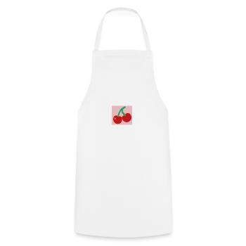 Cherries in a pink square - Cooking Apron - white - Front - AI Model Male 185 dark (185cm)