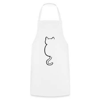 Katze Silouette - Kochschürze - Weiß - Vorne - AI Model Male 185 dark (185cm)