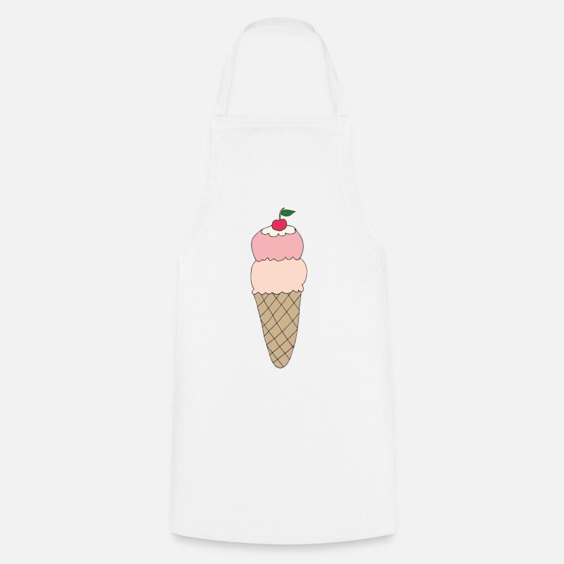 Eiscreme mit Kirsche Design - Kochschürze - Weiß
