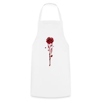 Blutrote Rose im Aquarellfall - Kochschürze - Weiß - Vorne - AI Model Male 185 dark (185cm)