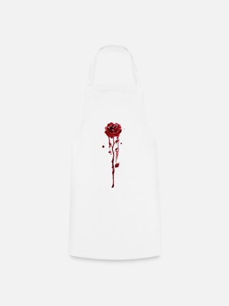 Blutrote Rose im Aquarellfall - Kochschürze - Weiß