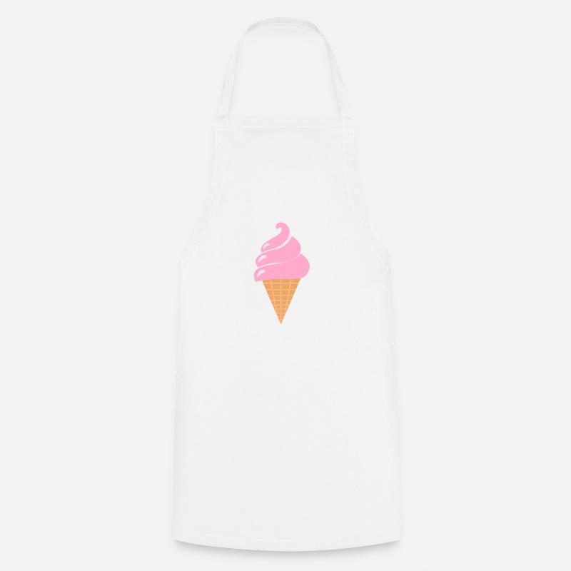 Softeis Eis - Rosa Sommer Eis - Kochschürze - Weiß