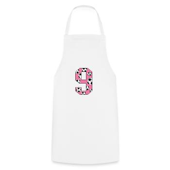 9 Anniversaire Football Rose - Tablier de cuisine - blanc - Devant - AI Model Male 185 dark (185cm)