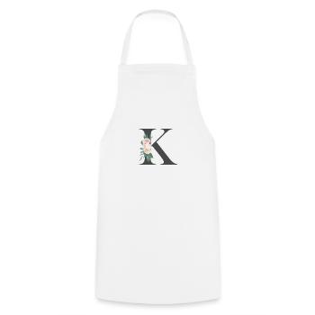 Personalisierbar Monogramm Pastell Floral K - Kochschürze - Weiß - Vorne - AI Model Male 185 dark (185cm)