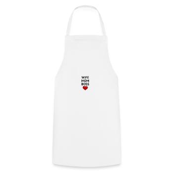 WIFE MOM BOSS - Tablier de cuisine - blanc - Devant - AI Model Male 185 dark (185cm)
