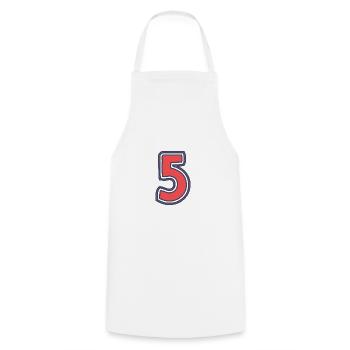 5. 5 YEARS. 5th ANNIVERSARY. 5 YEAR ANNIVERSARY - Cooking Apron - white - Front - AI Model Male 185 dark (185cm)