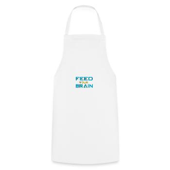Feed your brain - füttere Dein Gehirn - Cooking Apron - white - Front - AI Model Male 185 dark (185cm)