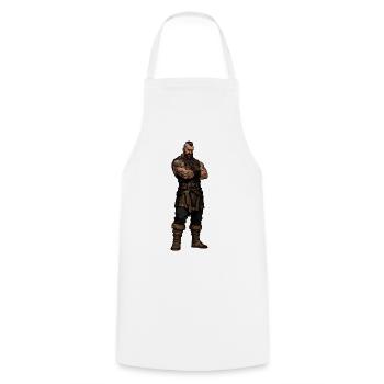 Barbarian warrior in leather - Cooking Apron - white - Front - AI Model Male 185 dark (185cm)
