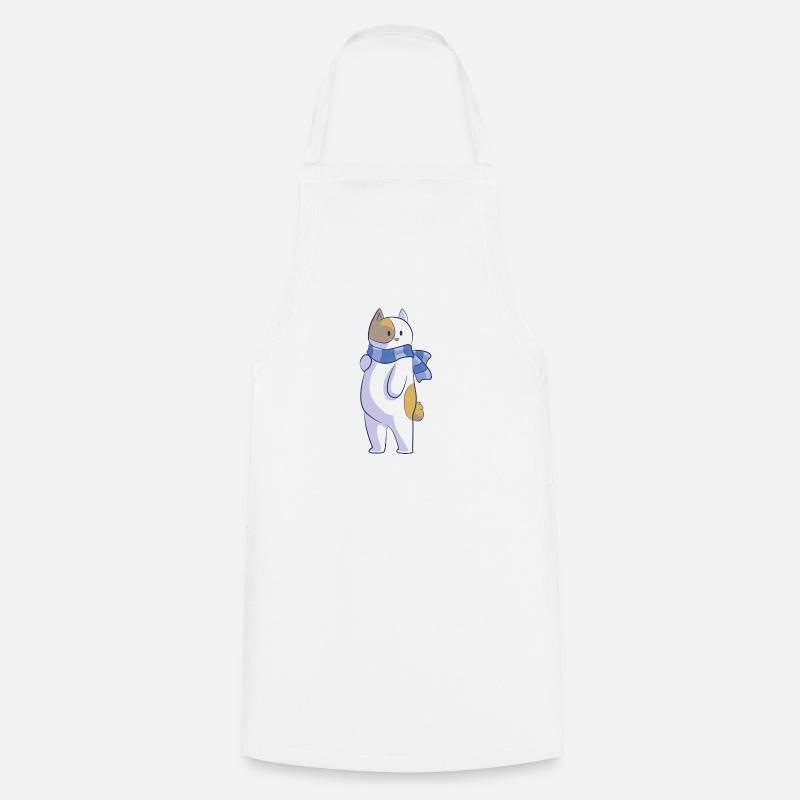 cat with scarf - Cooking Apron - white
