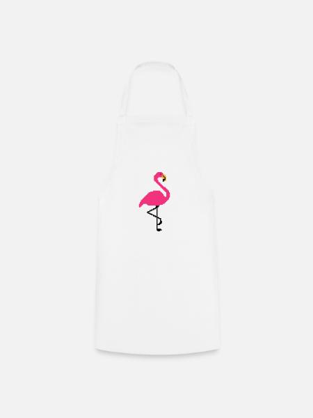 Flamingo PIxel Art - Tablier de cuisine - blanc