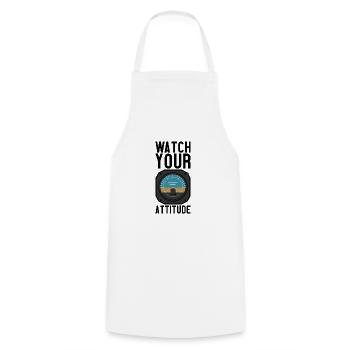 Watch Your Attitude - Kochschürze - Weiß - Vorne - AI Model Male 185 dark (185cm)