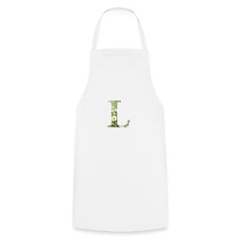 Letter L, Monogram, Floral Pattern - Cooking Apron - white - Front - AI Model Male 185 dark (185cm)