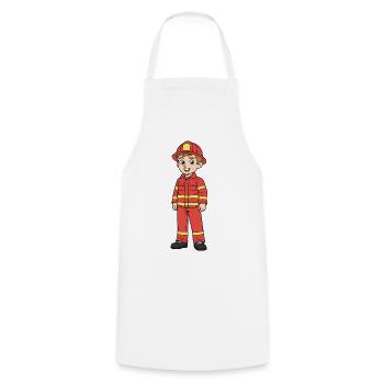 Red cartoon child firefighter - Cooking Apron - white - Front - AI Model Male 185 dark (185cm)