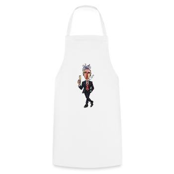 Surrealer Anzugheld mit sektglas - Kochschürze - Weiß - Vorne - AI Model Male 185 dark (185cm)