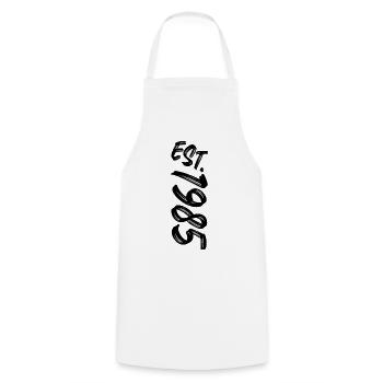 Est. 1985 - Établi en 1985 - Cadeau d’anniversaire - Tablier de cuisine - blanc - Devant - AI Model Male 185 dark (185cm)