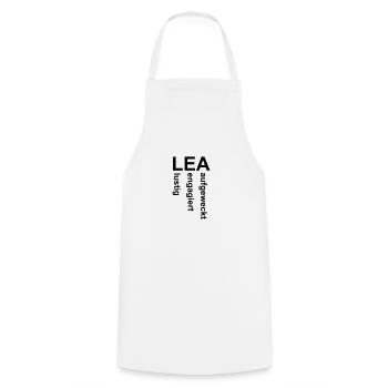 Lea - Ein ganz spezielles Design nur für Lea - Kochschürze - Weiß - Vorne - AI Model Male 185 dark (185cm)