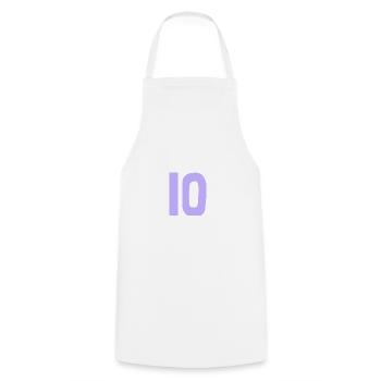 10. 10 YEARS. 10th ANNIVERSARY. 10 YEAR ANNIVERSARY. - Cooking Apron - white - Front - AI Model Male 185 dark (185cm)