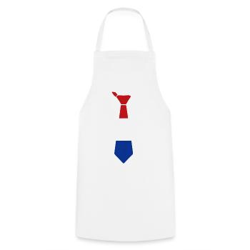 Tri-color tie in red, white, blue - Cooking Apron - white - Front - AI Model Male 185 dark (185cm)