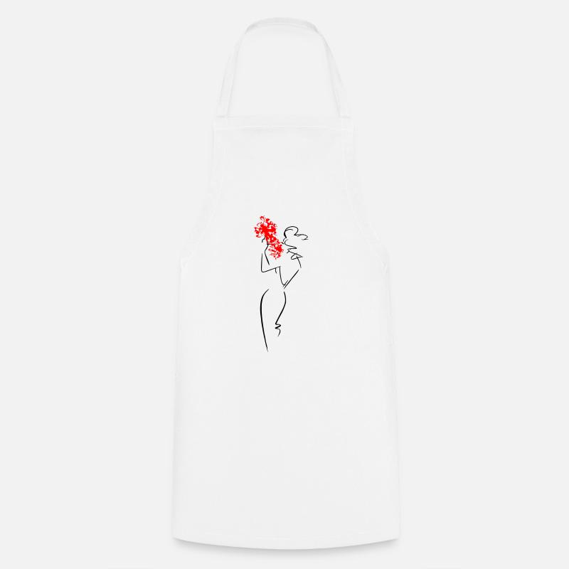 Mariée avec des fleurs - Tablier de cuisine - blanc