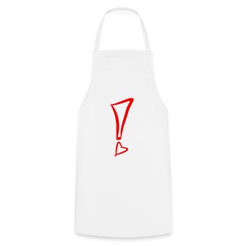 Exclamation mark with heart red - Cooking Apron - white - Front - AI Model Male 185 dark (185cm)