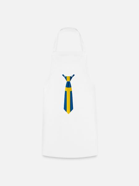 Schwedisches Flaggen-Krawattendesign mit gestreifter Krawatte - Kochschürze - Weiß