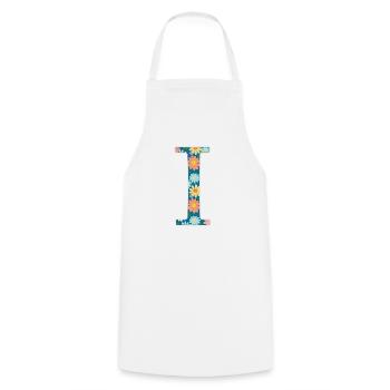 Customizable Monogram I Floral Pattern - Cooking Apron - white - Front - AI Model Male 185 dark (185cm)