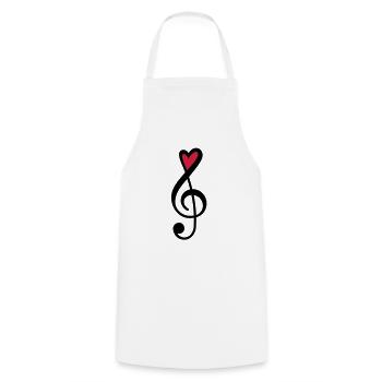 Notenschlüssel Herz rot Musik - Kochschürze - Weiß - Vorne - AI Model Male 185 dark (185cm)