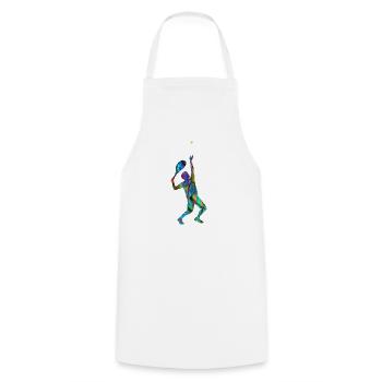 Servir, Tennis,Coloré,Graffiti,Bleu - Tablier de cuisine - blanc - Devant - AI Model Male 185 dark (185cm)