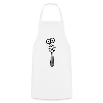 Visage avec une cravate en pointillés drôle - Tablier de cuisine - blanc - Devant - AI Model Male 185 dark (185cm)