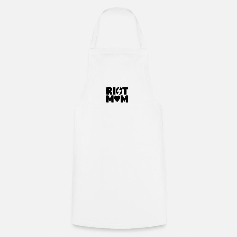«RIOT MOM» logo - Cooking Apron - white