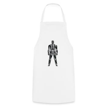 Le pouvoir de l’homme : un portrait typographique - Tablier de cuisine - blanc - Devant - AI Model Male 185 dark (185cm)