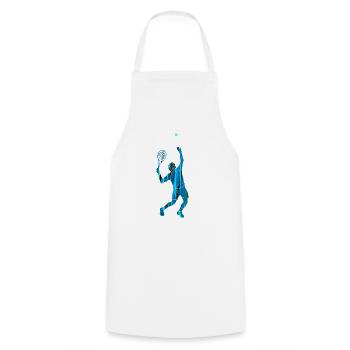 tennis,serve, watercolor, tennis player,blue - Cooking Apron - white - Front - AI Model Male 185 dark (185cm)