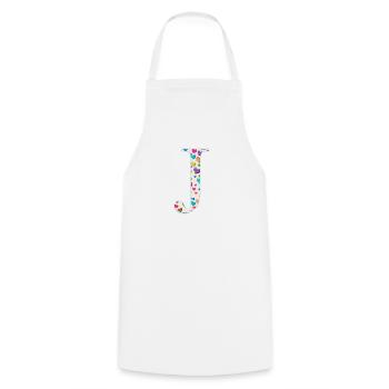 Customizable Monogram J Heart Pattern - Cooking Apron - white - Front - AI Model Male 185 dark (185cm)