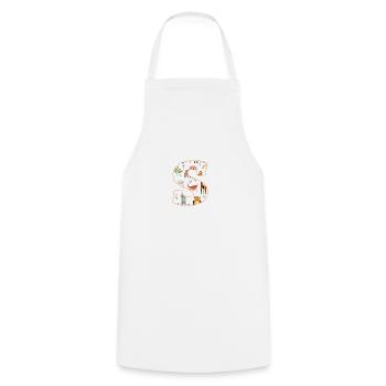 Letter S, Monogram, Animal Pattern - Cooking Apron - white - Front - AI Model Male 185 dark (185cm)