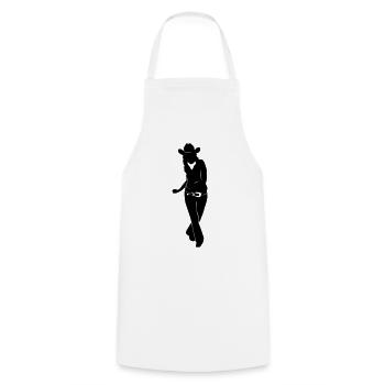 Line Dance - Country Music - Cooking Apron - white - Front - AI Model Male 185 dark (185cm)