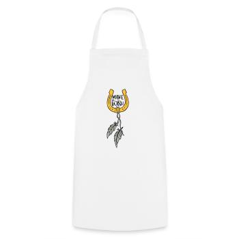 WISH HOOVES HORSE DREAMS HORSES WISH MOTIF - Cooking Apron - white - Front - AI Model Male 185 dark (185cm)