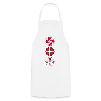 Pays-Basque et ses symboles. Lauburu. Ikurriña. - Tablier de cuisine - blanc - Devant - AI Model Male 185 dark (185cm)