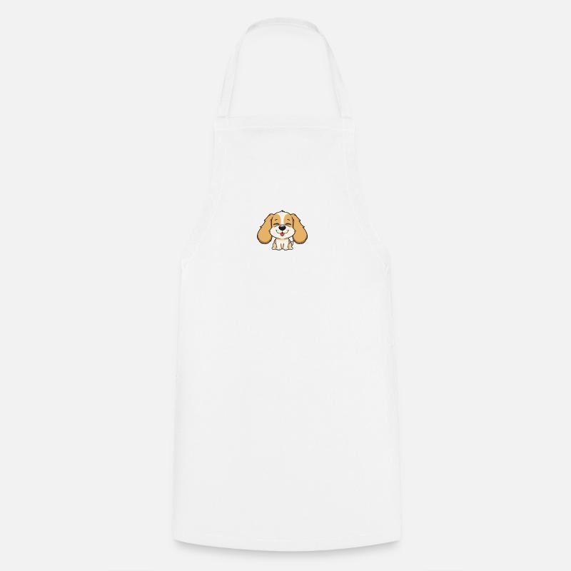 Tête de chien mignonne avec une expression joyeuse - Tablier de cuisine - blanc
