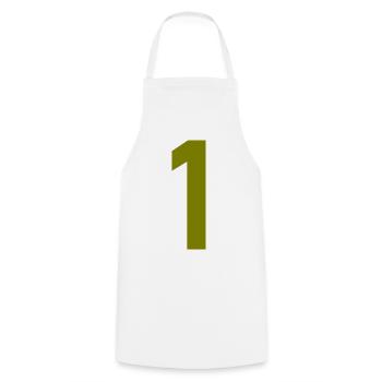 1. 1 year. 1st ANNIVERSARY. 1 YEAR ANNIVERSARY - Cooking Apron - white - Front - AI Model Male 185 dark (185cm)