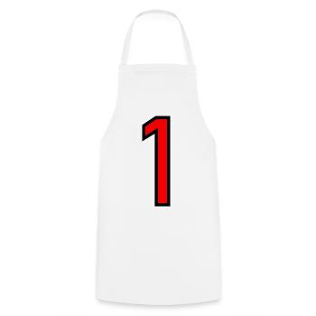 1. 1 year. 1st ANNIVERSARY. 1 YEAR ANNIVERSARY - Cooking Apron - white - Front - AI Model Male 185 dark (185cm)