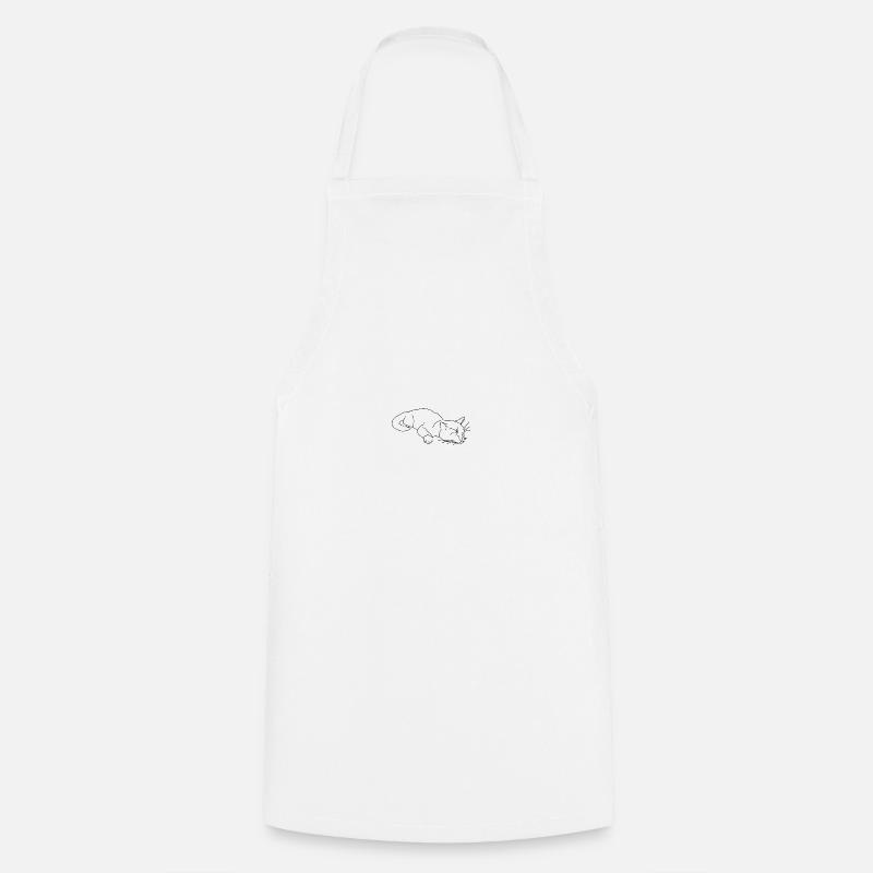 Sleeping Cat Sketch - Cooking Apron - white