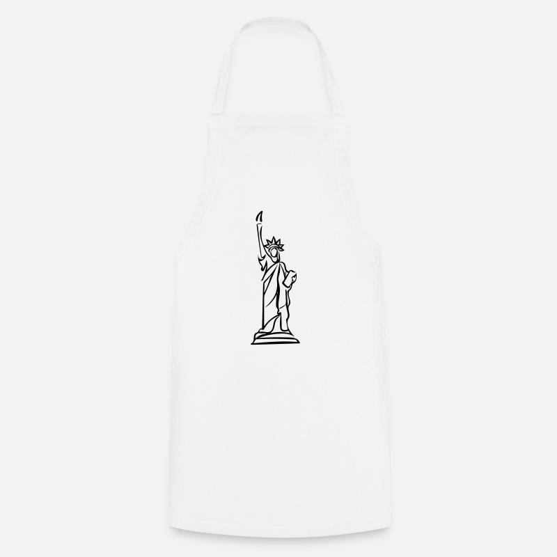 Freiheitsstatue Line Art - Minimalistisch - Kochschürze - Weiß