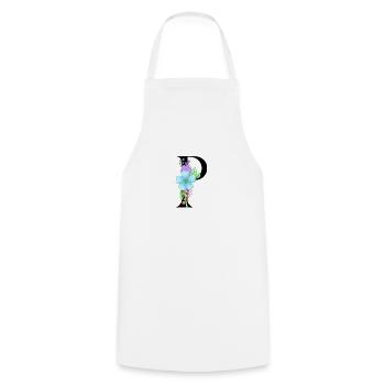 Elegant letter 'P' with flowers - Cooking Apron - white - Front - AI Model Male 185 dark (185cm)