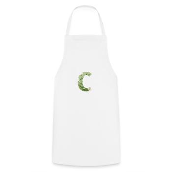 Letter C, Monogram, Floral Pattern - Cooking Apron - white - Front - AI Model Male 185 dark (185cm)